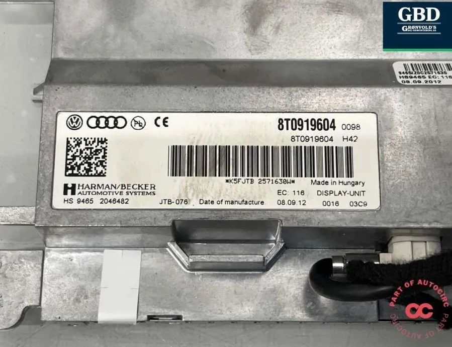 AUDI A5 8T (2007-2016) Navigationsdisplay 8t0919604b,8t0919604a,8t0919604 31662957