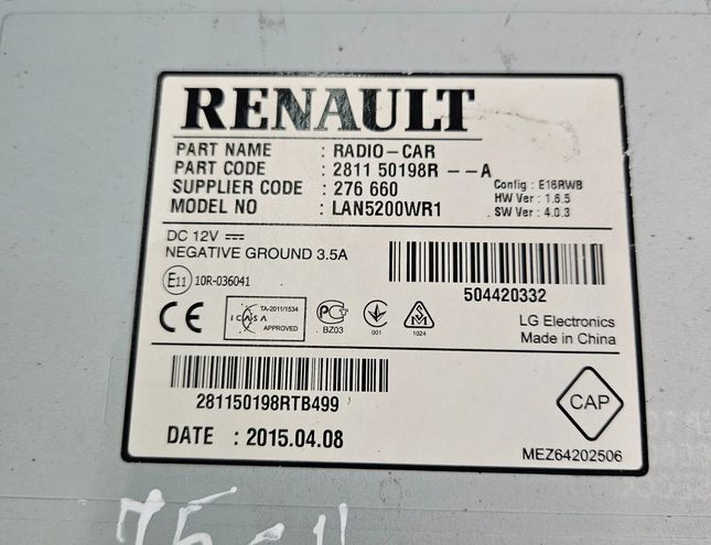 OPEL Vivaro B (2014-2019) Musikspelare med GPS 281150198R 23420585