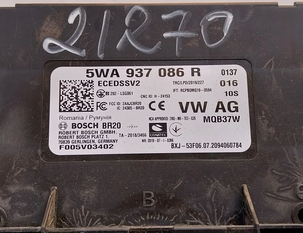 SKODA Octavia COMBI (2019-2024) Komfortkontrollenhet F005V03402,5WA937086R,5WA937086R 25648969