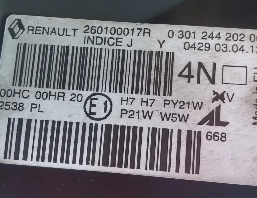RENAULT Megane 3 generation (2008-2020) Fram höger strålkastare 260100017R 33552886