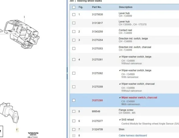 VOLVO XC60 1 generation (2008-2017) Torkarkontroll 31264354,31275360 15242980