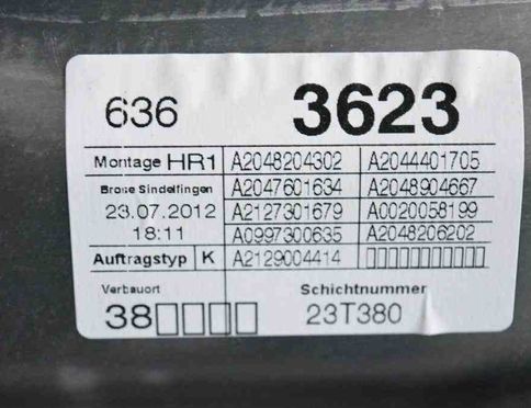 MERCEDES-BENZ C-Class W204/S204/C204 (2004-2015) Höger skjutdörr A2048204302 31604514